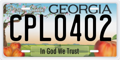 GA license plate CPL0402