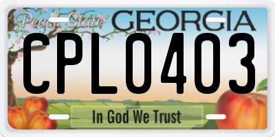 GA license plate CPL0403