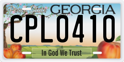 GA license plate CPL0410