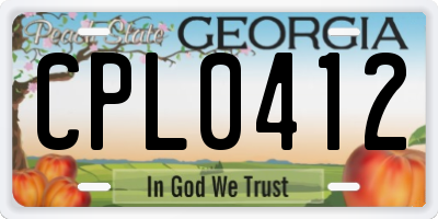 GA license plate CPL0412