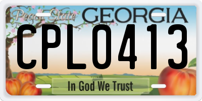 GA license plate CPL0413