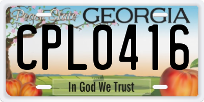 GA license plate CPL0416