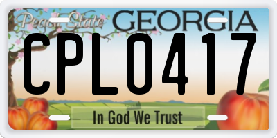 GA license plate CPL0417