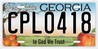 GA license plate CPL0418