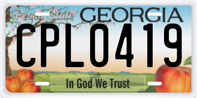 GA license plate CPL0419