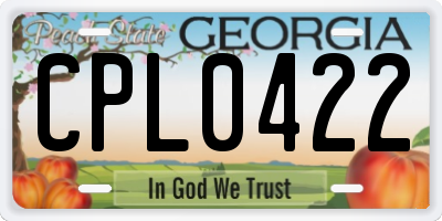 GA license plate CPL0422