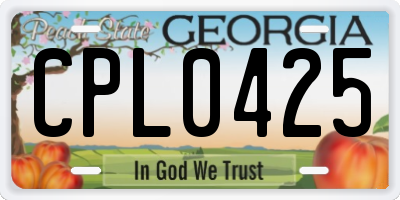 GA license plate CPL0425