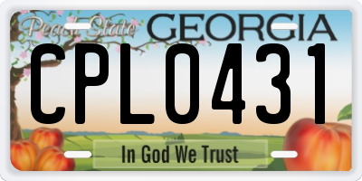 GA license plate CPL0431
