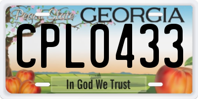 GA license plate CPL0433