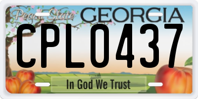 GA license plate CPL0437