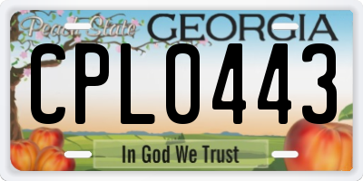 GA license plate CPL0443