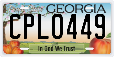 GA license plate CPL0449