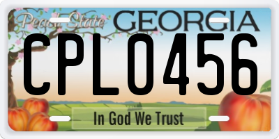 GA license plate CPL0456