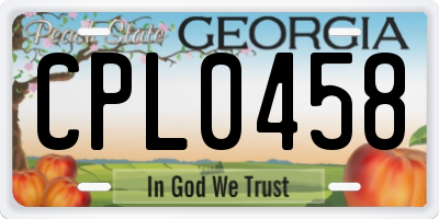 GA license plate CPL0458