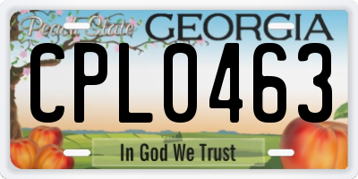 GA license plate CPL0463