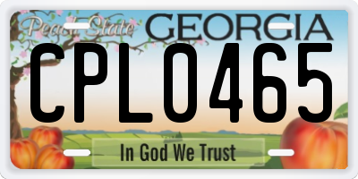 GA license plate CPL0465