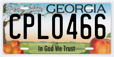 GA license plate CPL0466