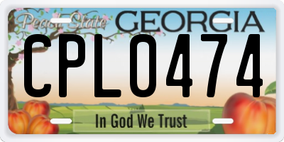 GA license plate CPL0474