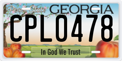 GA license plate CPL0478
