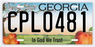 GA license plate CPL0481