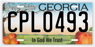 GA license plate CPL0493