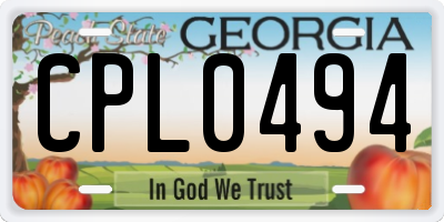 GA license plate CPL0494