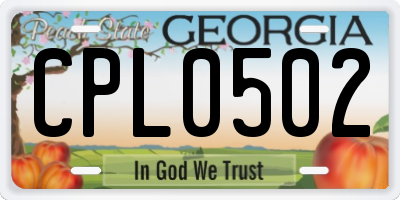 GA license plate CPL0502