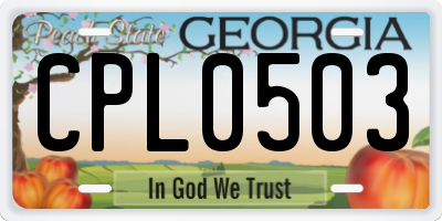 GA license plate CPL0503