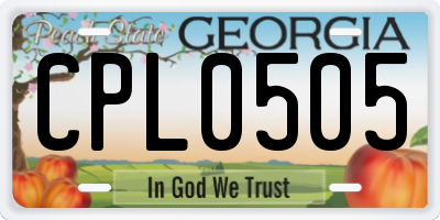 GA license plate CPL0505