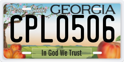 GA license plate CPL0506