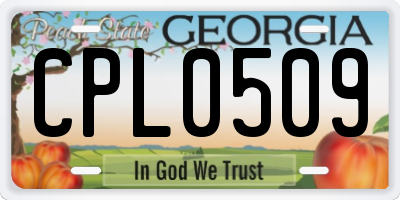 GA license plate CPL0509