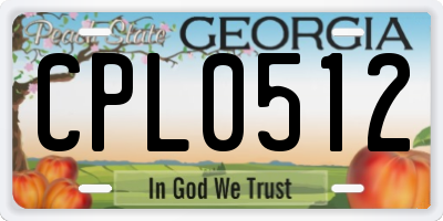 GA license plate CPL0512