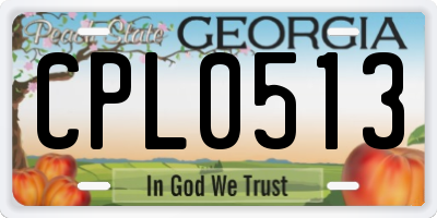 GA license plate CPL0513