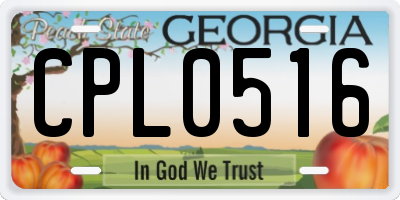 GA license plate CPL0516
