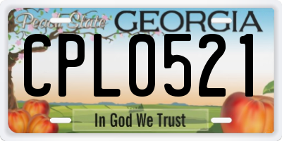 GA license plate CPL0521