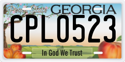 GA license plate CPL0523