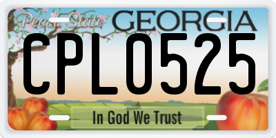 GA license plate CPL0525
