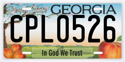GA license plate CPL0526