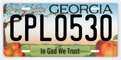 GA license plate CPL0530