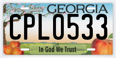 GA license plate CPL0533