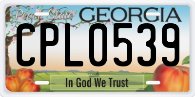 GA license plate CPL0539