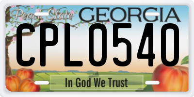GA license plate CPL0540