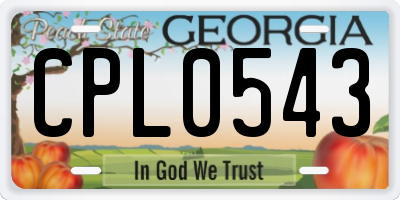 GA license plate CPL0543
