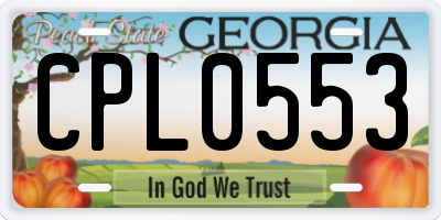 GA license plate CPL0553