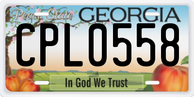 GA license plate CPL0558