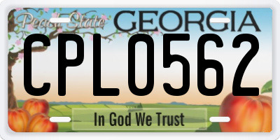 GA license plate CPL0562