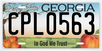 GA license plate CPL0563