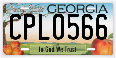 GA license plate CPL0566