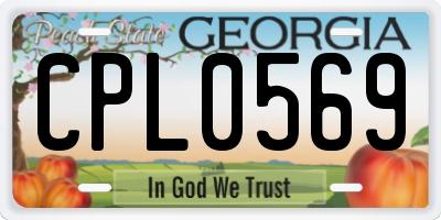 GA license plate CPL0569