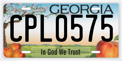 GA license plate CPL0575